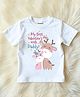 KNITROOT Cotton Lycra Valentines Day Theme Half Sleeves My First Valentines Day With Daddy Text Printed Tee - White