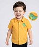 Mark & Mia Cotton Woven Half Sleeves Dino Printed Shirt - Mustard