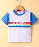 ToffyHouse Single Jersey Knit Half Sleeves T-Shirt with Text Print & Stripes - Light Grey