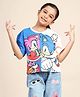 Kidsville Cotton Sonic The Hedgehog Featuring Half Sleeves Characters Printed Cut & Sew Tee - Blue & White