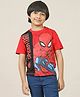 Kidsville Cotton Marvel Featuring Half Sleeves Spiderman Printed Tee - Red & Black