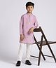 KIDS ISLAND Silk Full Sleeves Threadwork Embroidered & Sequins Embellished Kurta Pyjama Set - Purple