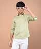 CRIMSOUNE CLUB Cotton Full Sleeves Solid Shirt - Green