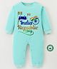 BLUSHES 100% Cotton Republic Day Theme Full Sleeves India Republic Day Text Printed Romper - Sea Green