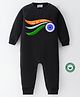 BLUSHES 100% Cotton Republic Day Theme Full Sleeves I Love My India Text Printed Romper - Black