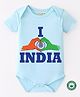 BLUSHES 100% Cotton Republic Day Theme Half Sleeves I Love India Text Printed Onesie - Powder Blue