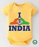 BLUSHES 100% Cotton Republic Day Theme Half Sleeves I Love India Text Printed Onesie - Yellow