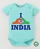 BLUSHES 100% Cotton Republic Day Theme Half Sleeves I Love India Text Printed Onesie - Sea Green