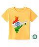 BLUSHES 100% Cotton Republic Day Theme Half Sleeves Indian Map Printed Tee - Yellow