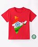 BLUSHES 100% Cotton Republic Day Theme Half Sleeves Indian Map Printed Tee - Red