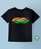 BLUSHES 100% Cotton Republic Day Theme Half Sleeves I Love My India Text Printed Tee - Black
