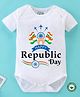 BLUSHES 100% Cotton Republic Day Theme Half Sleeves Happy Republic Day Printed Onesie - White
