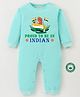 BLUSHES 100% Cotton Republic Day Theme Full Sleeves Proud To Be An Indian Text Printed Romper - Sea Green