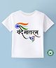 BLUSHES 100% Cotton Republic Day Theme Half Sleeves Vande Mataram Text Printed Tee - White