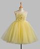 Toy Balloon Kids Net Sleeveless Floral Applique Detailed Dress - Lemon Yellow
