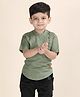 Polka Tots Cotton Half Sleeves Solid Kurta - Green