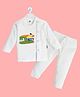 The Peppy Tend Republic Day Theme 100% Cotton Full Sleeves My First Republic Day Text Printed Tee With Pajama Set - White