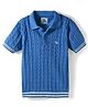Yellow Apple Cotton Knit Half Sleeves Cotton Knit Textured Polo T-Shirt - Blue