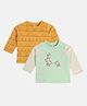 MINI KLUB Cotton Pack Of 2 Full Sleeves House & Reindeer Printed Tees - Yellow & Mint