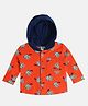 MINI KLUB Cotton Full Sleeves Animal Printed Hooded Shirt - Orange