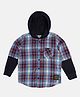 MINI KLUB Cotton Full Sleeves Checked  Hooded Shirt - Blue & Red