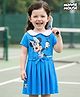Babyhug Disney Single Jersey Knit Half Sleeves Peter Pan Collar Frock With Minnie Mouse Graphics & Fabric Belt - Blue
