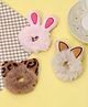Yellow Bee Set Of 3 Fluffy Bunny Ear Designed Scrunchies - Brown Pink & Beige