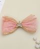 Yellow Bee Bow Glitter Designed & Crown Embellished Hair Clip - Peach