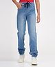 Zion Cotton Denim Mild Washed Joggers - Light Blue