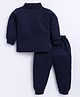 CUTOPIES Cotton Full Sleeves Solid Anti Bacterial Thermal Inner Wear Set - Navy Blue