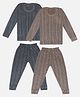 Trampoline Pack Of 2 Full Sleeves Striped Thermal Sets - Grey & Brown