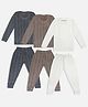 Trampoline Pack Of 3 Full Sleeves Striped Thermal Sets - Grey White & Brown