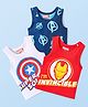 Babyhug Marvel Knit Sleeveless Vests With Avengers Graphics Pack Of 3 - Red Blue & White