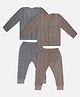 Trampoline Pack Of 2 Full Sleeves Striped Thermal Sets - Grey & Brown