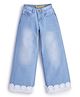 Knit N Knot Denim Mild Washed & Lace Embellished Jeans - Light Blue