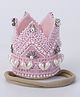 CHOKO Birthday Theme Crown Applique Detailed & Beads Embellished Headband - Pink Silver & Brown