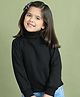 Mini & Ming Fleece Full Sleeves Solid Sweatshirt - Black