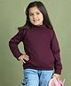 Mini & Ming Fleece Full Sleeves Solid Sweatshirt - Burgundy