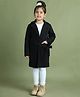 Mini & Ming Fleece Full Sleeves Solid Coat With Belt Tie Up - Black