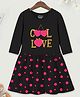 Trampoline Cotton Blend Three Fourth Sleeves Cool Love Text Glitter Printed Dress - Black