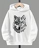 Bolly Lounge Cotton Full Sleeves Wolf Printed Hooded Sweatshirt - White