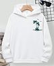 Bolly Lounge Cotton Full Sleeves Island Printed Hooded Sweatshirt - White