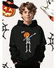 Bolly Lounge Cotton Full Sleeves Skeleton Printed Hooded Sweatshirt - Black