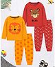 Trampoline Cotton Blend Knit Pack Of 2 Full Sleeves Lion & Bear Printed Night Suits Set - Multi Colour