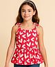 Babyhug Woven Sleeveless Top With Heart Print - Red