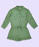 Pantaloons Junior Cotton Half Sleeves Solid Jumpsuit - Olive Green