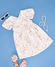 Pantaloons Junior Half Sleeves Floral Applique & Printed Dress - Pink