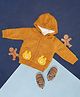 Pantaloons Baby Cotton Full Sleeves Animal Face Patch Embroidered Hooded Sweater - Yellow
