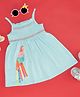 Pantaloons Baby Cotton Sleeveless Bird Printed Smocked Dress - Light Blue