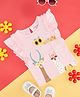 Pantaloons Baby Cotton Frill Sleeves Animals Glitter Printed Top - Pink